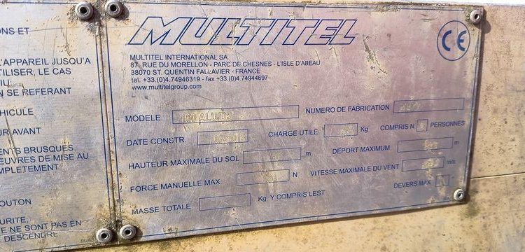 IVECO DAILY 35S11 AVEC NACELLE MULTITEL 160 ALU/DS – 16M – 2755 HEURES – 94713 KMS ROUGE CR-063-RT