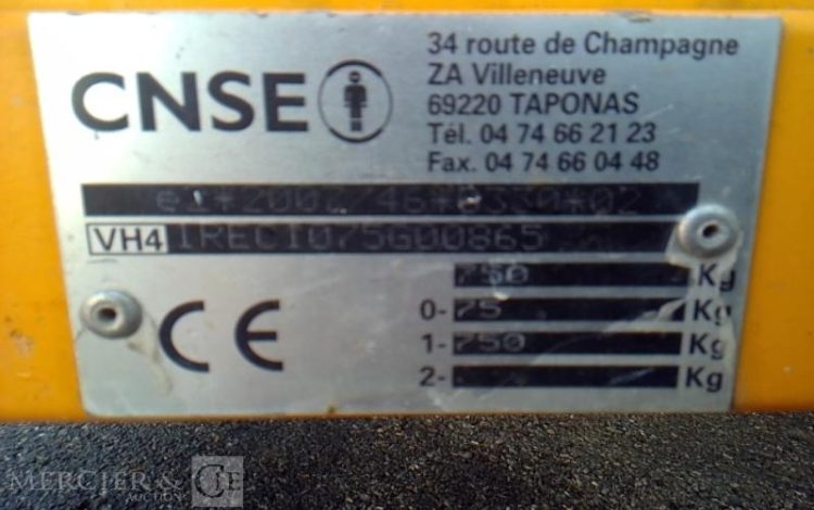 CNSE ABRIS DE CHANTIER 1 ESSIEU PTAC 750KG JAUNE EA-097-NZ