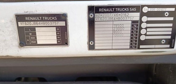 RENAULT PORTEUR D19 WIDE PAROIS LATERALES SOUPLESCOULISSANTES 8M 2 ESSIEUX SUSP. AIR HAY  EQ-439-GM