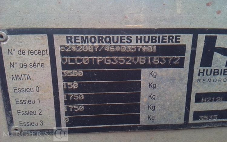 HUBIERE REMORQUE EXP PORTE ENGIN 2T8  EV-256-XM