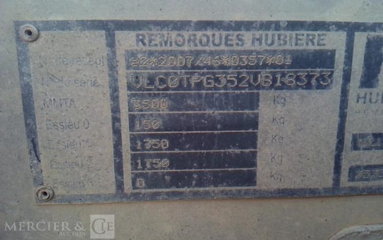 HUBIERE REMORQUE PORTE ENGIN 2T8  EV-434-SJ