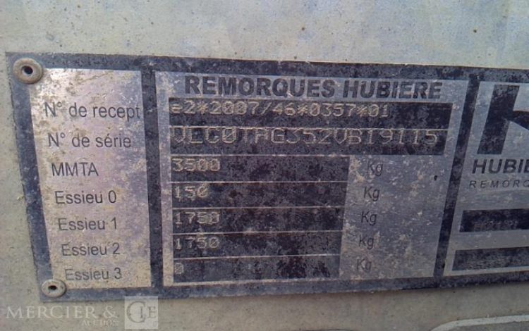 HUBIERE REMORQUE PORTE ENGIN CU 2T8  FD-598-LV