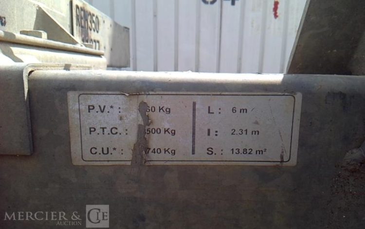 HUBIERE REMORQUE PORTE ENGIN 2 ESSIEUX 3500KG ALU FE-407-SD
