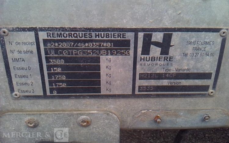 HUBIERE REMORQUE PORTE ENGIN 2T8  FE-431-SD