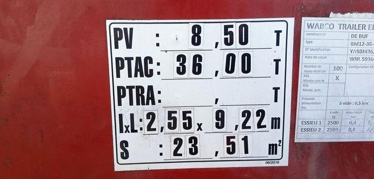 DEBUF SEMI BETONNIERE BM 12-36-2 2 ESSIEUX – PTAC 36 TONNES – ANNEE 2012  GK-847-FJ