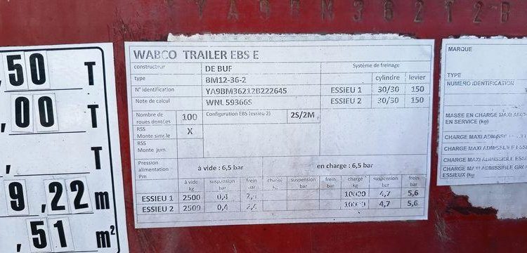 DEBUF SEMI BETONNIERE BM 12-36-2 2 ESSIEUX – PTAC 36 TONNES – ANNEE 2012  GK-847-FJ