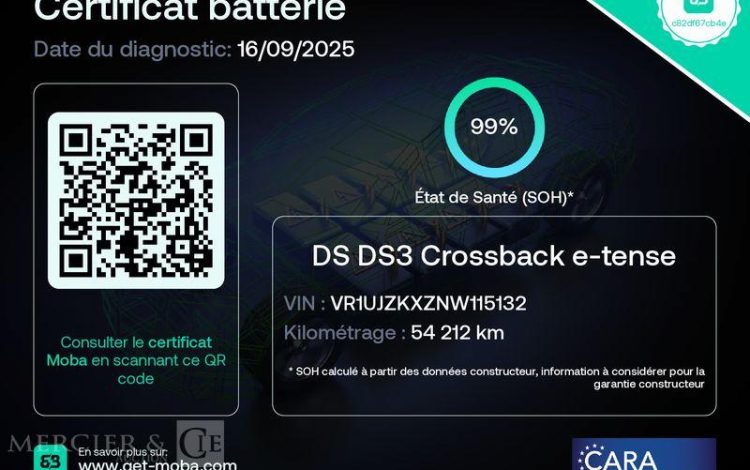 DS DS3 STE CROSSBACK e-TENSE CHIC BLANC GL-269-ZE