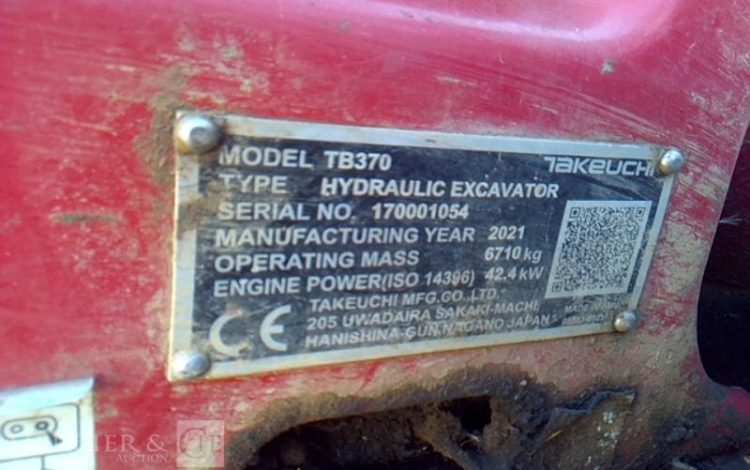 TAKEUCHI MINI PELLE TB 370  6T710 3308H AN2021 GRIS 1054