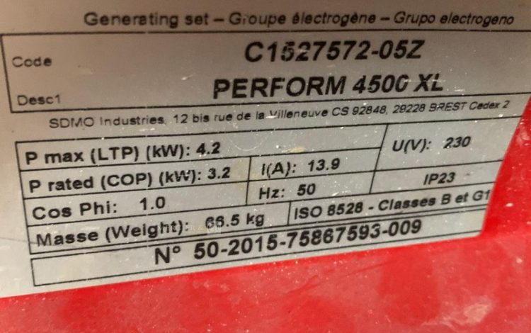 SDMO PERFORM 4500 XL  34MAM82025