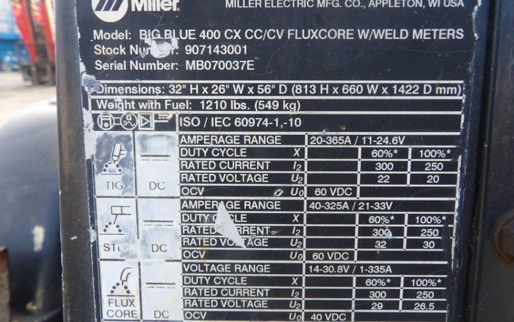 MILLER BIG BLUE 400 X CC  GSA748203