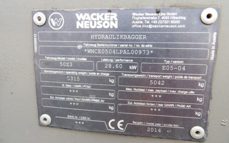 WACKER NEUSON 50Z3 / E05-04  H360G016
