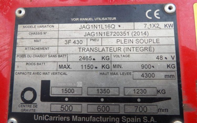 UNICARRIERS JAG1N1L16Q  162463