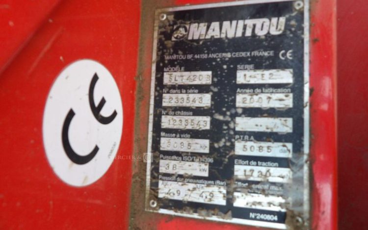 MANITOU CHARIOT TELESCOPIQUE SLT 420 B  2T  4289H AN2007 ROUGE 233543