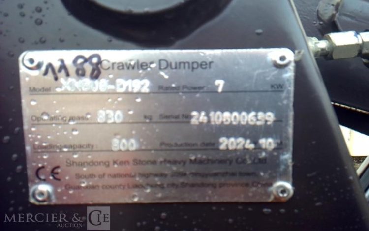 MINI DUMPER SUR CHENILLE  RHINOCEROS XN800 – D192 – AN2024 MATERIEL NEUF  800639