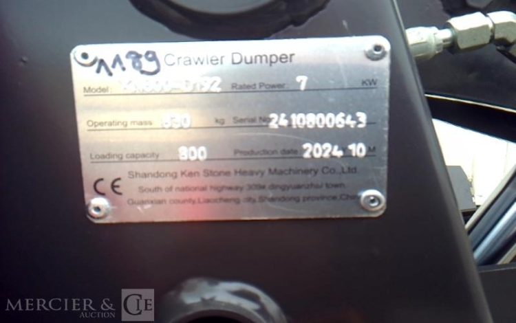 MINI DUMPER SUR CHENILLE  RHINOCEROS XN800 – D192 – AN2024 MATERIEL NEUF  800643