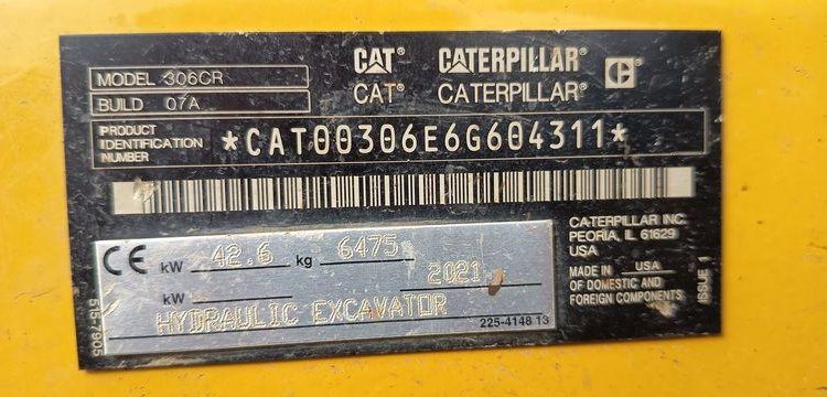 CATERPILLAR PELLE SUR CHENILLES 306-CR – DIESEL – 6,4 TONNES – 1715 HEURES – ANNEE 2021  CAT311
