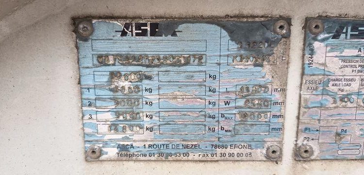 ASCA SEMI REMORQUE PORTE CONTAINER 3 ESSIEUX – PTAC 38 TONNES – ANNEE 2012  CJ-635-CG