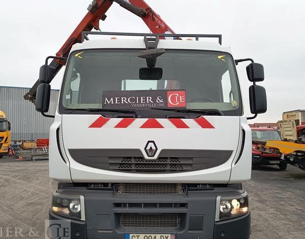 RENAULT PREMIUM LANDER 380 DXI 6X2 AVEC GRUE HMF ET BRAS AMPLIROLL MARREL – 239076 KMS BLANC CT-994-DY