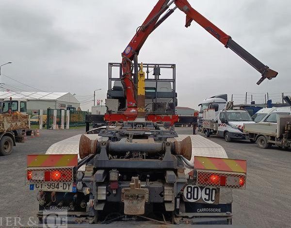 RENAULT PREMIUM LANDER 380 DXI 6X2 AVEC GRUE HMF ET BRAS AMPLIROLL MARREL – 239076 KMS BLANC CT-994-DY