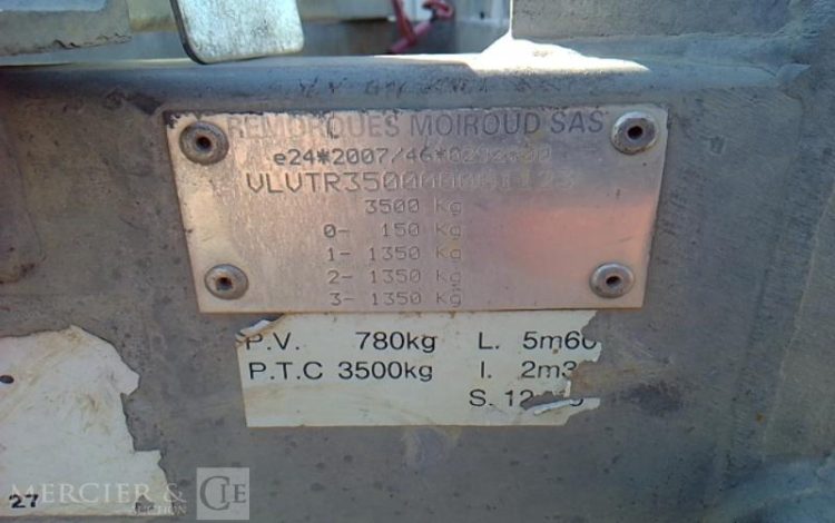 MOIROUD REMORQUE PORTE ENGIN 3 ESSIEUX PTAC 3500KG  DP-278-VJ