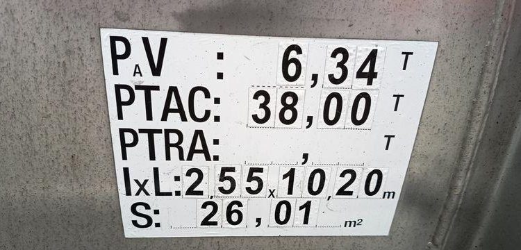 ETA SEMI REMORQUE SR3A CITERNE ALIMENTAIRE 3 ESSIEUX – PTAC : 38 TONNES – ANNEE 2016  EF-194-WZ