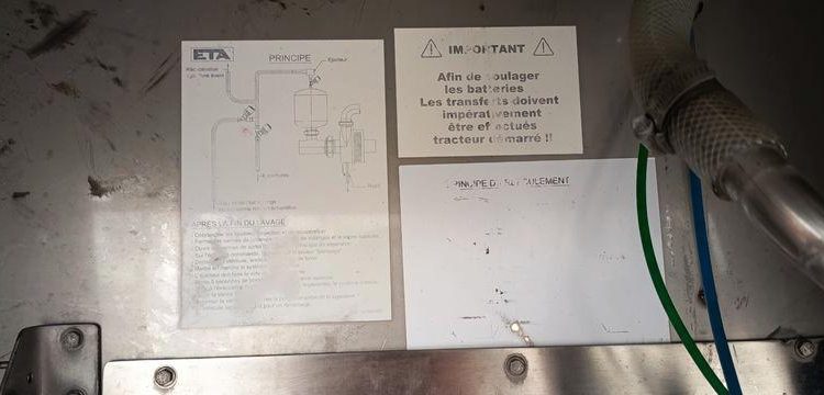 ETA SEMI REMORQUE SR3A CITERNE ALIMENTAIRE 3 ESSIEUX – PTAC : 38 TONNES – ANNEE 2016  EF-194-WZ