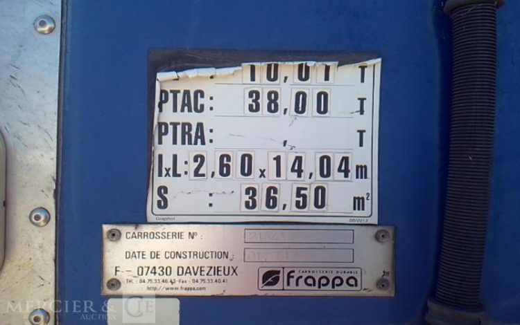 LECITRAIL SEMI REMORQUE HAYON FRIGO 3 ESSIEUX PTAC 38T BLEU EJ-313-TY