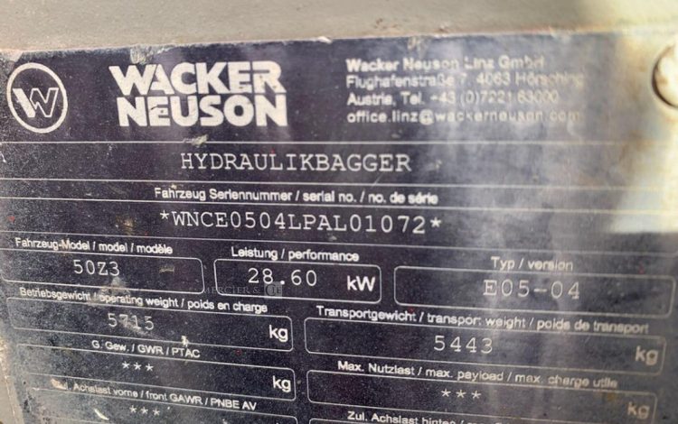 WACKER NEUSON 50Z3 / E05-04  H360G051