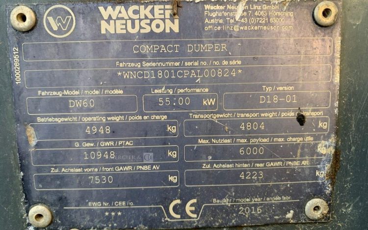 WACKER NEUSON DW60 / D18-01  GYR010094