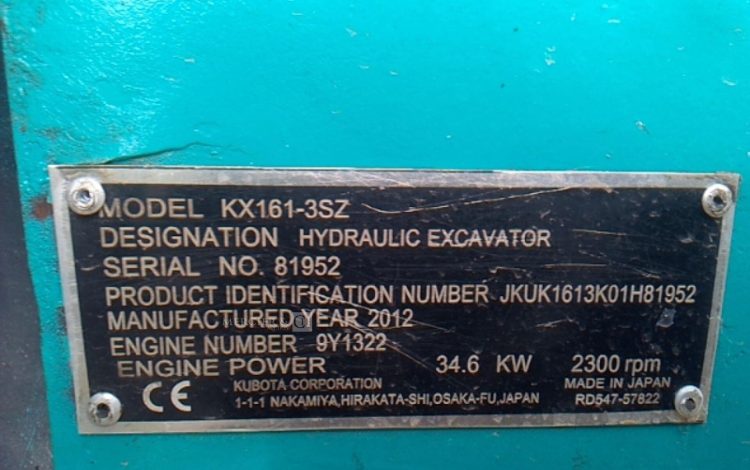 KUBOTA MINI PELLE KX 161-3SZ 2872H 5.7T AN2012 BLEU 81952