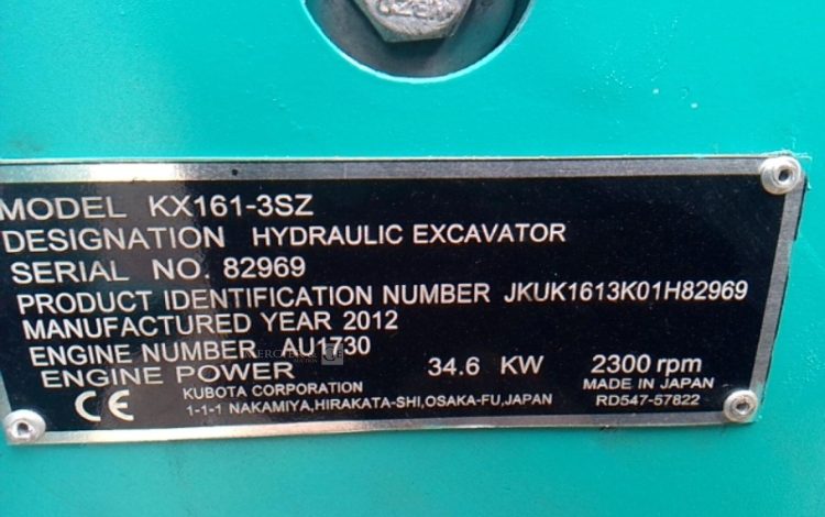 KUBOTA MINI PELLE KX 161-3SZ 5.7T 198H AN2012 BLEU 82969