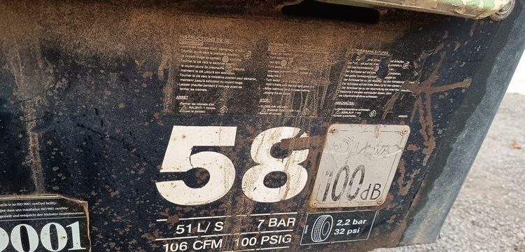 SULLAIR COMPRESSEUR DE CHANTIER SUR ESSIEU  516CJE59