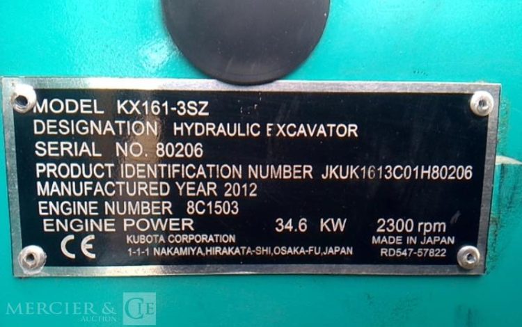 KUBOTA MINI PELLE KX 161-3SZ 226H 5.7T AN2012 BLEU 80206