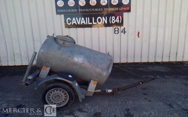 HUBIERE REMORQUE TONNE A EAU 500L 1 ESSIEU PTAC 750KG  BW-876-PG