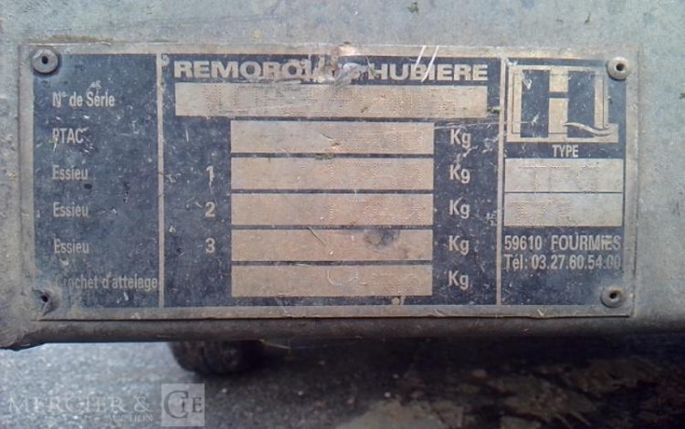 HUBIERE REMORQUE PORTE ENGIN 3T5  CD-224-PV