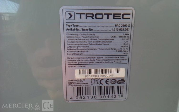 CLIMATISEUR MOBILE 1870W/230V  CLI012349