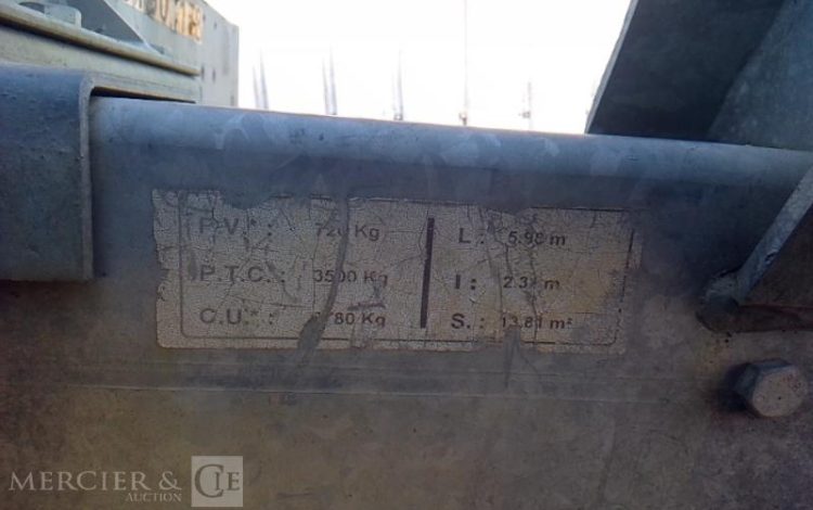 HUBIERE REMORQUE PORTE ENGIN 3T5  CQ-407-WQ