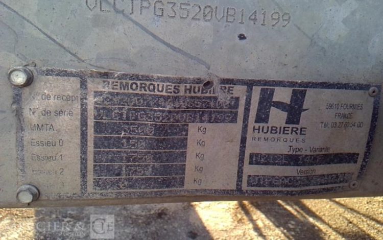 HUBIERE REMORQUE PORTE ENGIN 3T5  DE-797-NY