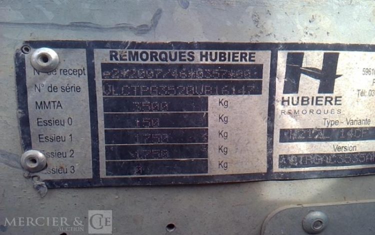 HUBIERE REMORQUE PORTE ENGIN 3T5  DZ-183-WV