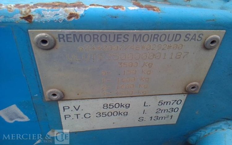 MOIROUD REMORQUE PORTE ENGIN 3T5  EH-645-WB