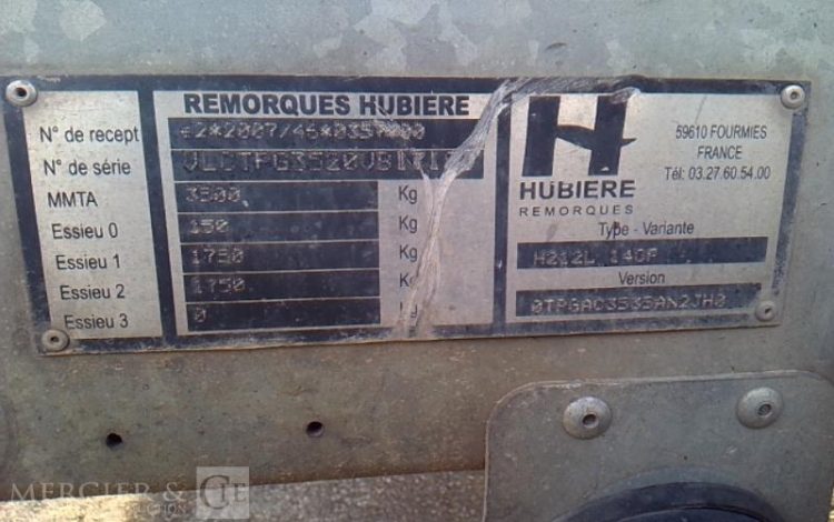 HUBIERE REMORQUE PORTE ENGIN 3T5  EJ-029-PR