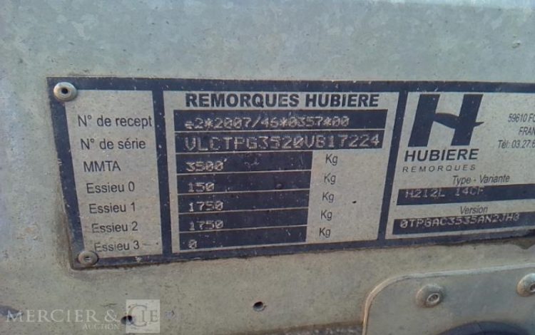 HUBIERE REMORQUE PORTE ENGIN 3T5  EK-973-QP