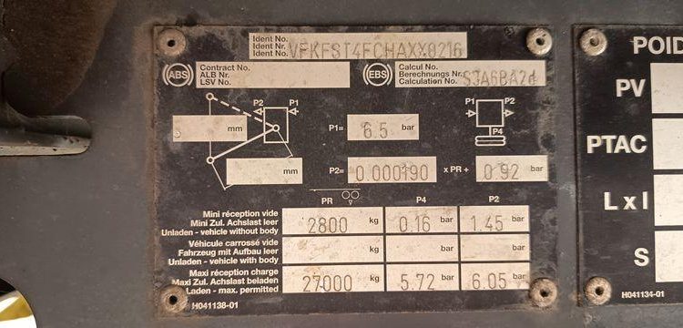 FRUEHAUF SEMI REMORQUE 3 ESSIEUX AVEC HAYON DHOLLANDIA – PTAC : 38 TONNES – ANNEE 2018  EX-396-CP