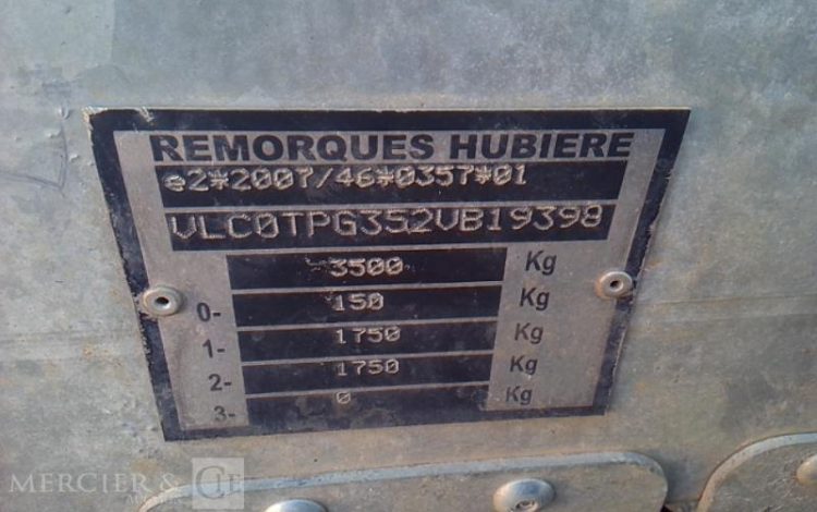 HUBIERE REMORQUE PORTE ENGIN 3T5  FF-543-YE