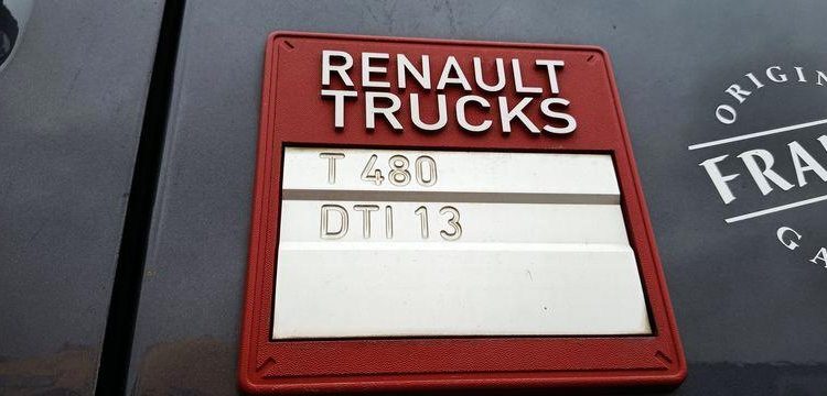 RENAULT T 480 DTI 13 EQUIPE HYDRAULIQUE PTRA : 44 TONNES – DIESEL – 776591 KMS – AN 2019 GRIS FH-639-TE
