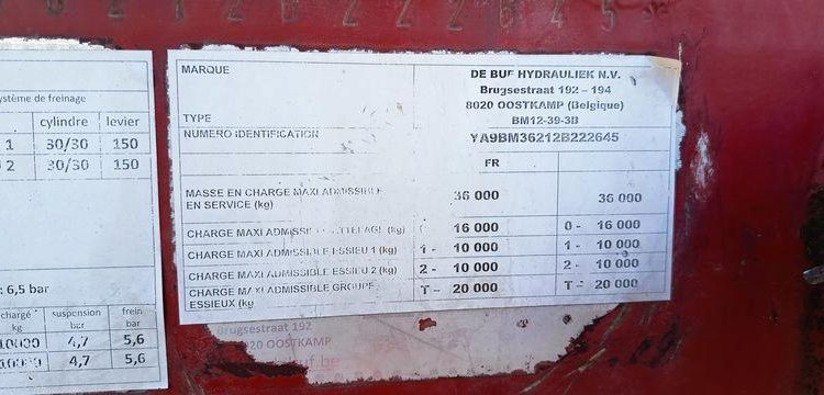 DEBUF SEMI BETONNIERE 12M3 – BM12-36-2 – 2 ESSIEUX – PTAC 36 TONNES – ANNEE 2012  GK-847-FJ