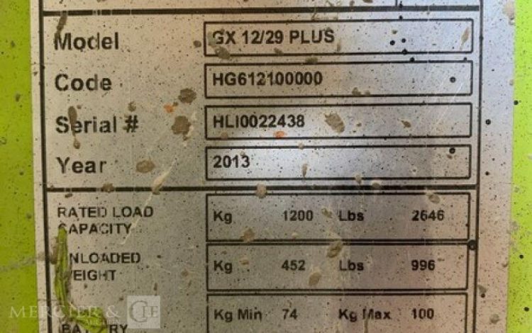 LIFTER GX 12/29 PLUS  GER010074