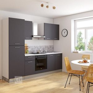 Autre Cuisine contemporaine d&rsquo;environ 2,4 ml au design sobre et élégant. Façades gris  84