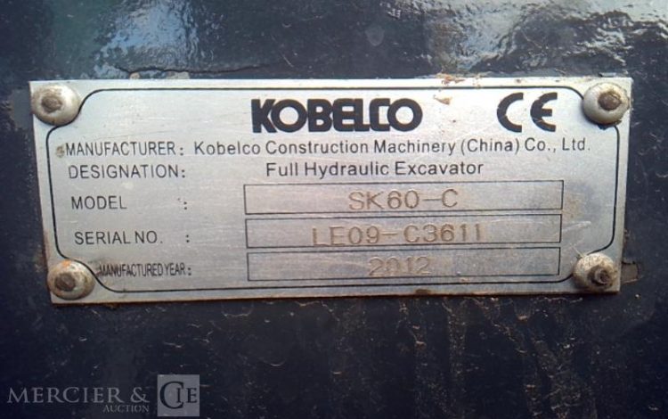 KOBELCO MINI PELLE SK60-C 6T 7704H AN2012 VERT C3611