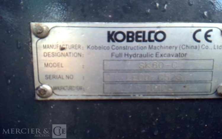 KOBELCO MINI PELLE SK60-C 6T 16196H AN2012 VERT C5237